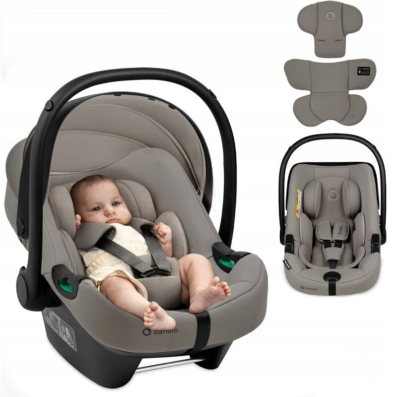 Scoica auto, Lionelo, i-Size Astrid, 0-13 Kg, 40-87 cm, Cu maner si capotina reglabile, Cu protectie laterala avansata, Salteluta confortabila, Testat ADAC, Conform cu standardul european de securitate R129, Taupe