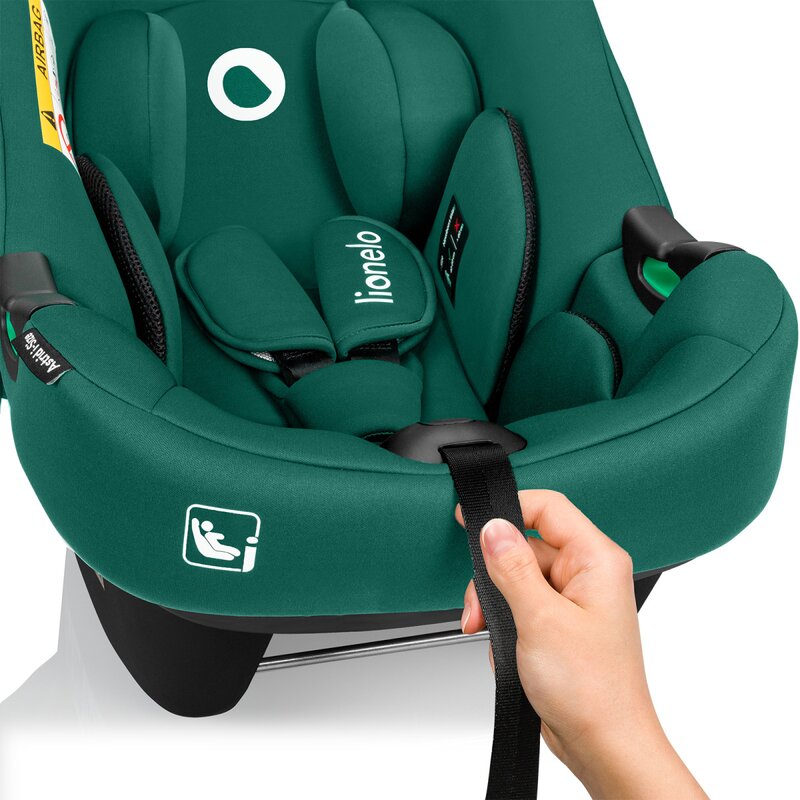 Scoica auto, Lionelo, i-Size Astrid, 0-13 Kg, 40-87 cm, Cu maner si capotina reglabile, Cu protectie laterala avansata, Salteluta confortabila, Testat ADAC, Conform cu standardul european de securitate R129, Verde