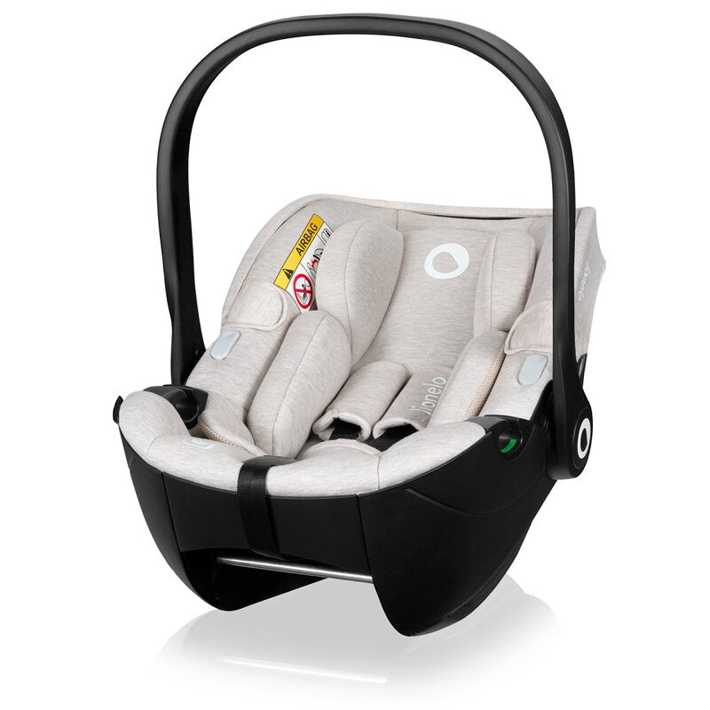 Scoica auto, Lionelo, Moxie, i-Size, 40-87 cm, Tetiera reglabila, intarita cu spuma de memorie, Carcasa ventilata, Din bambus, Protectie avansata, Conform cu R129, Bej