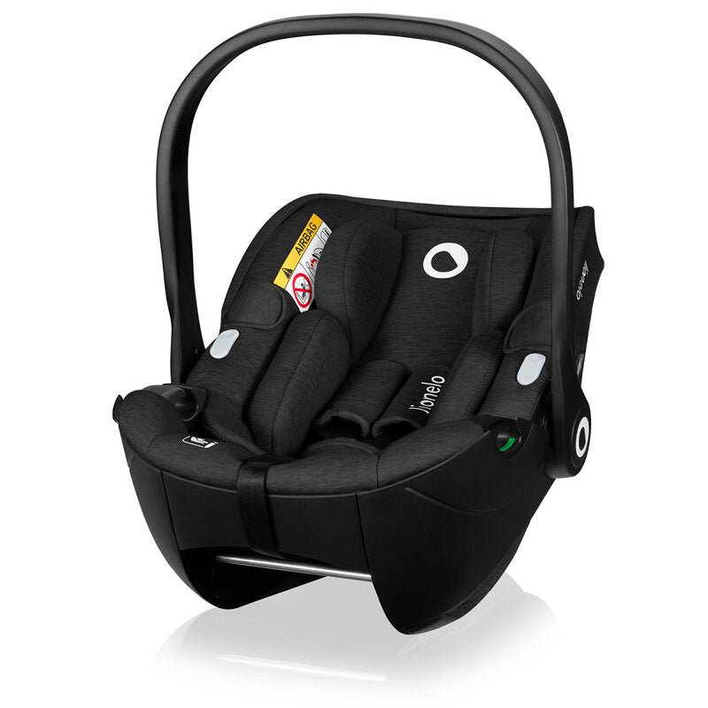 Scoica auto, Lionelo, Moxie, i-Size, 40-87 cm, Tetiera reglabila, intarita cu spuma de memorie, Carcasa ventilata, Din bambus, Protectie avansata, Conform cu R129, Negru