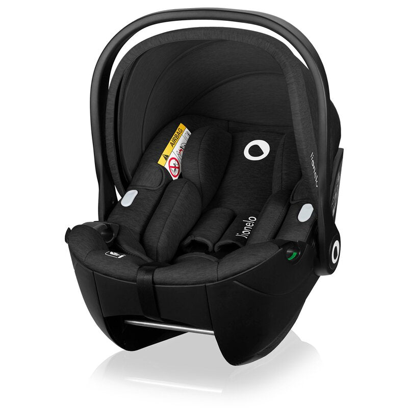 Scoica auto, Lionelo, Moxie, i-Size, 40-87 cm, Tetiera reglabila, intarita cu spuma de memorie, Carcasa ventilata, Din bambus, Protectie avansata, Conform cu R129, Negru