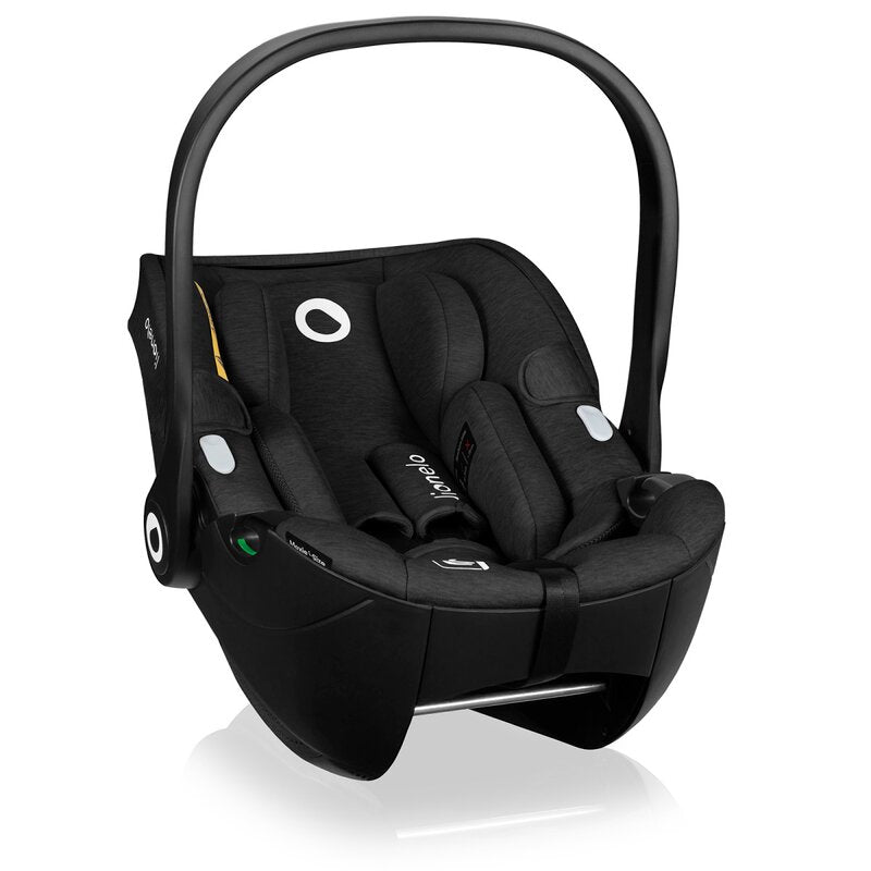 Scoica auto, Lionelo, Moxie, i-Size, 40-87 cm, Tetiera reglabila, intarita cu spuma de memorie, Carcasa ventilata, Din bambus, Protectie avansata, Conform cu R129, Negru