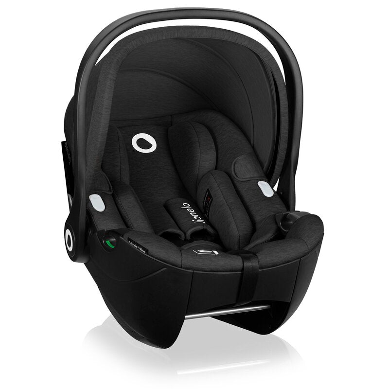 Scoica auto, Lionelo, Moxie, i-Size, 40-87 cm, Tetiera reglabila, intarita cu spuma de memorie, Carcasa ventilata, Din bambus, Protectie avansata, Conform cu R129, Negru
