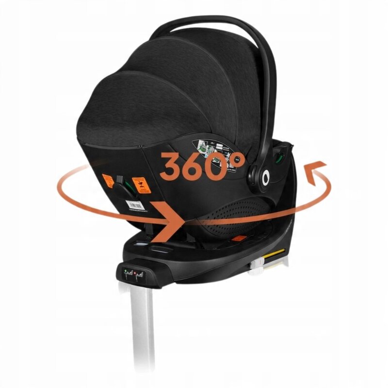Scoica auto, Lionelo, Moxie, i-Size, Include baza rotativa 360 cu picior de fixare, 40-87 cm, Tetiera reglabila, intarita cu spuma de memorie, Carcasa ventilata, Din bambus, Protectie avansata, Conform R129, Mov