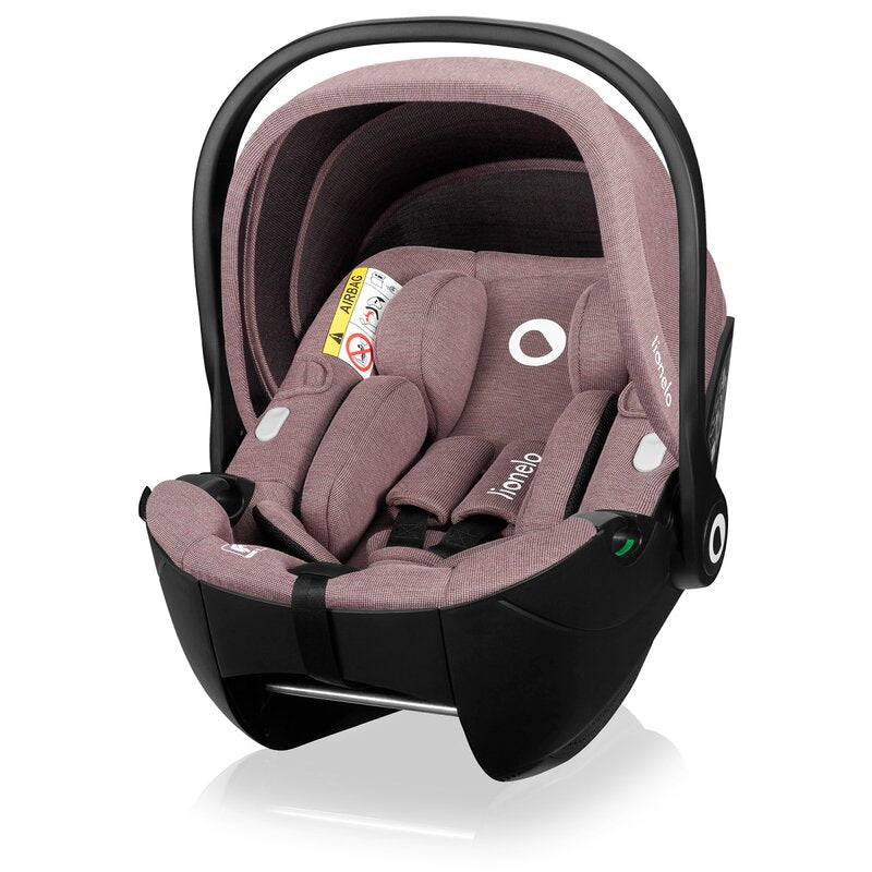 Scoica auto, Lionelo, Moxie, i-Size, Include baza rotativa 360 cu picior de fixare, 40-87 cm, Tetiera reglabila, intarita cu spuma de memorie, Carcasa ventilata, Din bambus, Protectie avansata, Conform R129, Mov