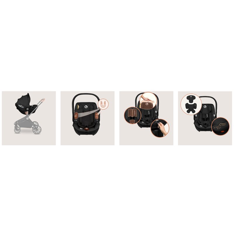 Scoica auto, Lionelo, Moxie, i-Size, Include baza rotativa 360 cu picior de fixare, 40-87 cm, Tetiera reglabila, intarita cu spuma de memorie, Carcasa ventilata, Din bambus, Protectie avansata, Conform R129, Mov