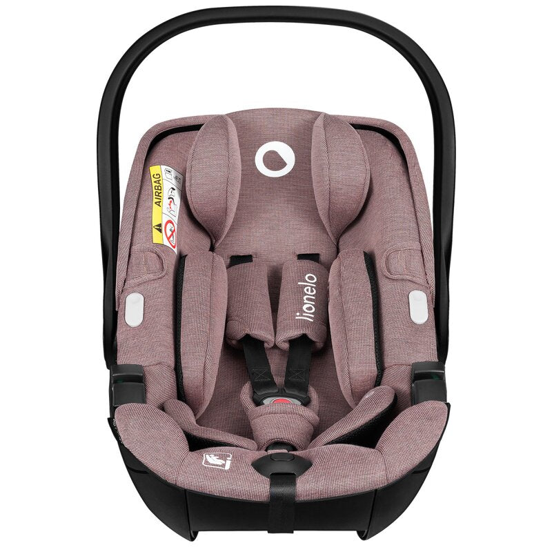 Scoica auto, Lionelo, Moxie, i-Size, Include baza rotativa 360 cu picior de fixare, 40-87 cm, Tetiera reglabila, intarita cu spuma de memorie, Carcasa ventilata, Din bambus, Protectie avansata, Conform R129, Mov