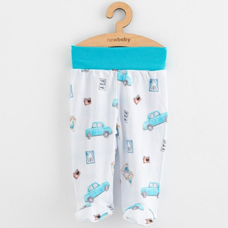 Set 3 piese, New Baby, Classic II, Include 3 perechi de pantalonasi cu botosei, Marime 56, Din bumbac 100%, Blue