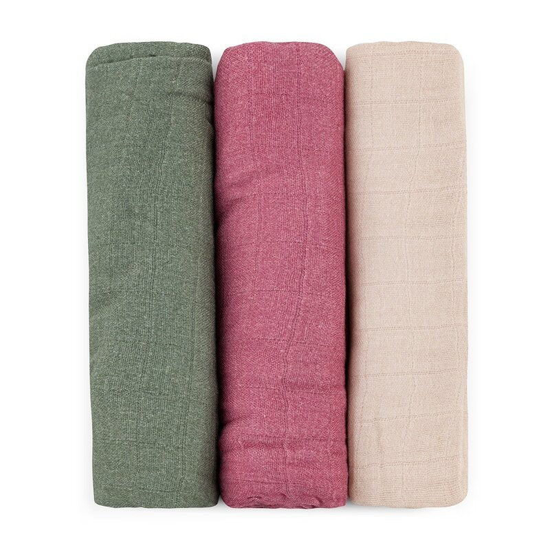 Set 3 scutece, Petite&Mars, Moussy, Din muselina de bambus, Hipoalergenice, 68 x 68 cm, Certificate Oeko Tex Standard 100, Botanic Tones