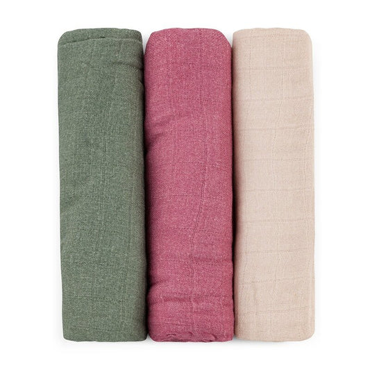 Set 3 scutece, Petite&Mars, Moussy, Din muselina de bambus, Hipoalergenice, 68 x 68 cm, Certificate Oeko Tex Standard 100, Botanic Tones