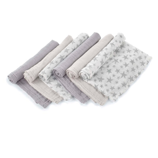 Set 6 scutece, Jane, Din muselina de bambus, Hipoalergenice, 35 x 35 cm, Star