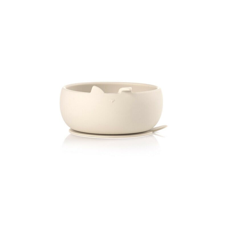 Set complet de masa, Jane, Din silicon, Cu 4 piese, Farfurie, Bol, Lingurita si pahar, BPA free, Sand