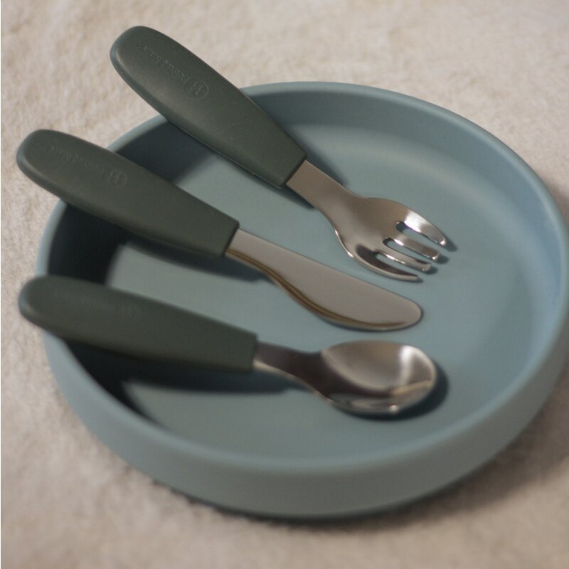 Set complet tacamuri, Petite&Mars, Take&Match, Din silicon si otel inoxidabil, Fara BPA, 12 luni+, Verde