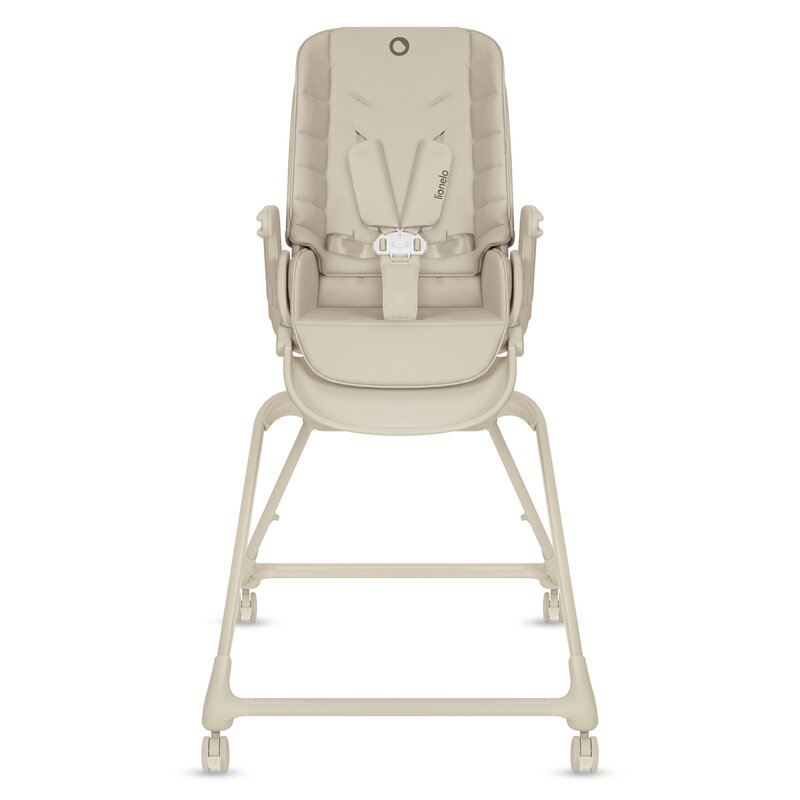 Set multifunctional cu patut, sezlong si scaun de masa, Lionelo, Maddie, Functie 360, Pliere rapida, Roti incluse, Reglaj pentru sezut si suportul de picioare, Husa detasabila, lavabila, 0-36 luni, Pana la 15 kg, Bej