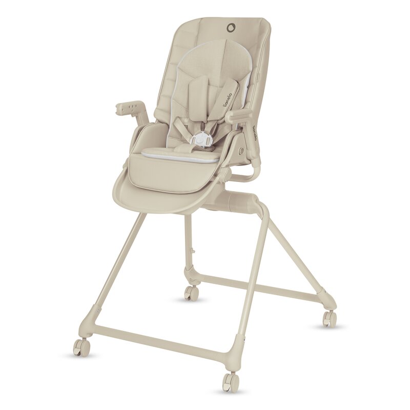 Set multifunctional cu patut, sezlong si scaun de masa, Lionelo, Maddie, Functie 360, Pliere rapida, Roti incluse, Reglaj pentru sezut si suportul de picioare, Husa detasabila, lavabila, 0-36 luni, Pana la 15 kg, Bej