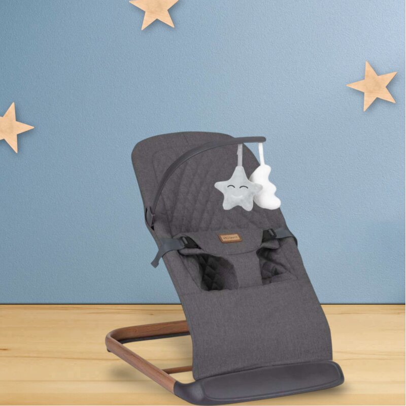 Sezlong balansoar, FreeON, Serene, Pana la 9 kg, Cu centura in 3 puncte, Spatar reglabil in 3 etape, Cu bara de jucarii, 70 x 45 x 56 cm, 0 luni+, Grey