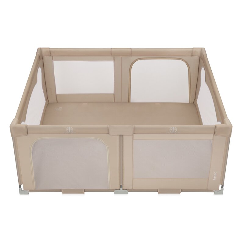 Tarc de joaca copii, Lionelo, Florence Easy Fold, 150 x 180 x 75 cm, Pliere, depliere automata, Include geanta de transport, Din plasa, Cu doua intrari laterale, 0-48 luni, Conform cu EN12227, Bej
