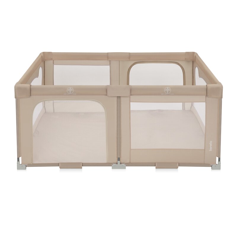 Tarc de joaca copii, Lionelo, Florence Easy Fold, 150 x 180 x 75 cm, Pliere, depliere automata, Include geanta de transport, Din plasa, Cu doua intrari laterale, 0-48 luni, Conform cu EN12227, Bej