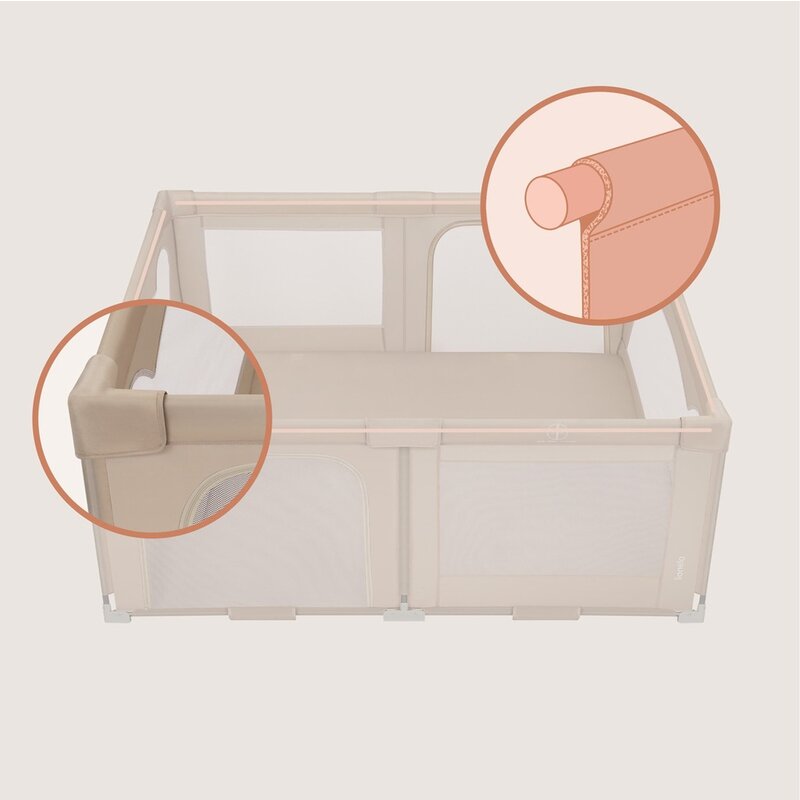 Tarc de joaca copii, Lionelo, Florence Easy Fold, 150 x 180 x 75 cm, Pliere, depliere automata, Include geanta de transport, Din plasa, Cu doua intrari laterale, 0-48 luni, Conform cu EN12227, Bej