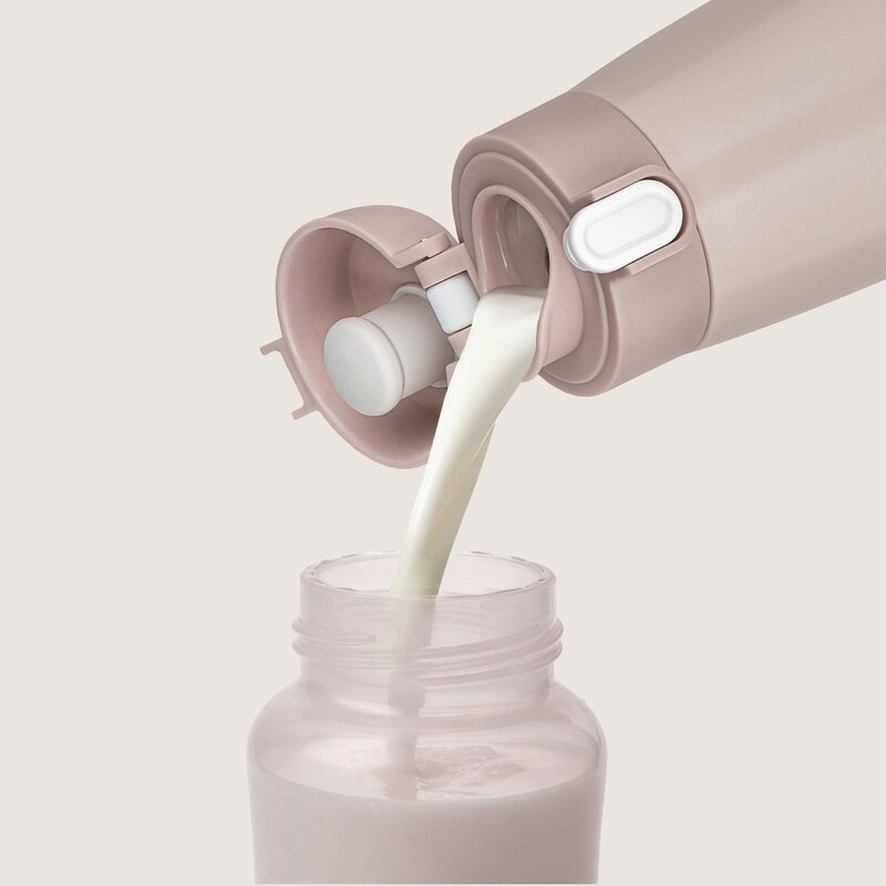 Termos inteligent cu incalzire, Lionelo, ThermUp Bottle, Incalzeste in 3.5 min, Mentine temperatura pana la 20 h, Constructie vidata cu 5 straturi, Capacitate 350 ml, USB-C, 5 setari de temperatura: 37-55°C, Roz nude