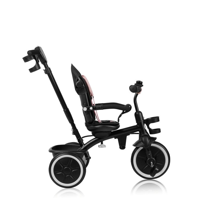 Tricicleta copii, Lionelo, Berry, 2 in 1, Multifunctionala, Suport picioare, Control al directiei, Scaun reversibil, Rotire 360 grade, Functie de roata libera, Utilizare pana la 5 ani, Constructie din otel, Conform cu standardul EN71, Roz