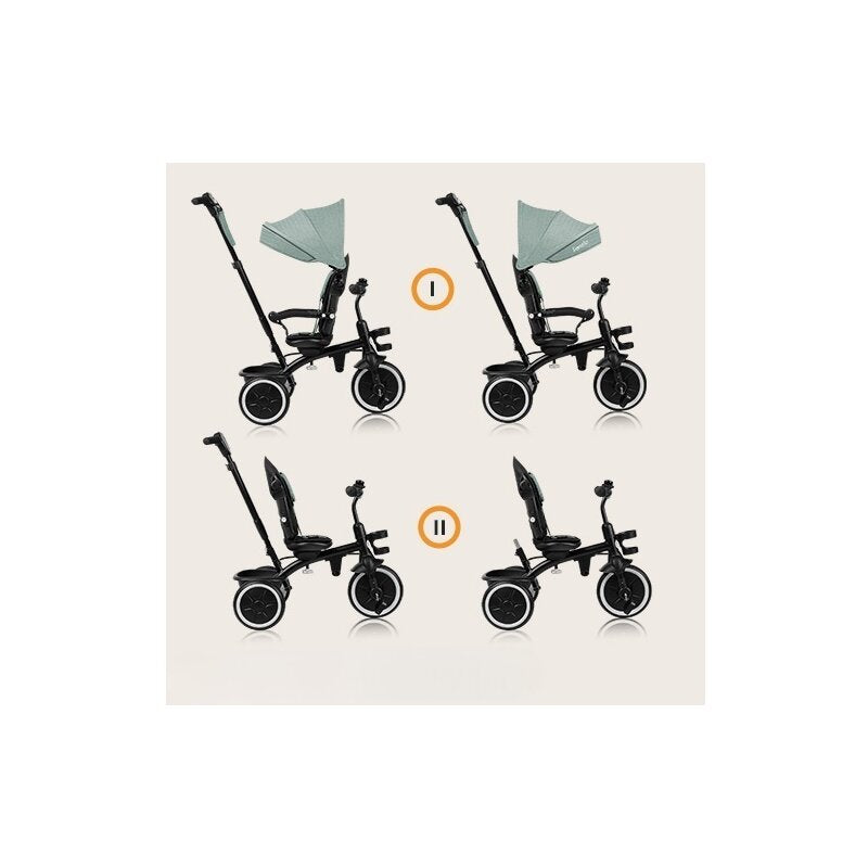 Tricicleta copii, Lionelo, Berry, 2 in 1, Multifunctionala, Suport picioare, Control al directiei, Scaun reversibil, Rotire 360 grade, Functie de roata libera, Utilizare pana la 5 ani, Constructie din otel, Conform cu standardul EN71, Gri