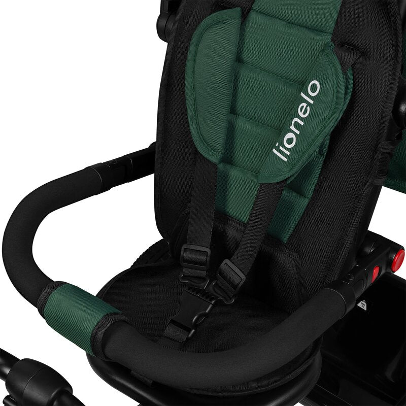 Tricicleta copii, Lionelo, Haari, Ultrapliabila, Multifunctionala, Suport picioare, Control al directiei, Scaun reversibil, Rotire 360 grade, Conform cu standardul european de securitate EN71, Verde