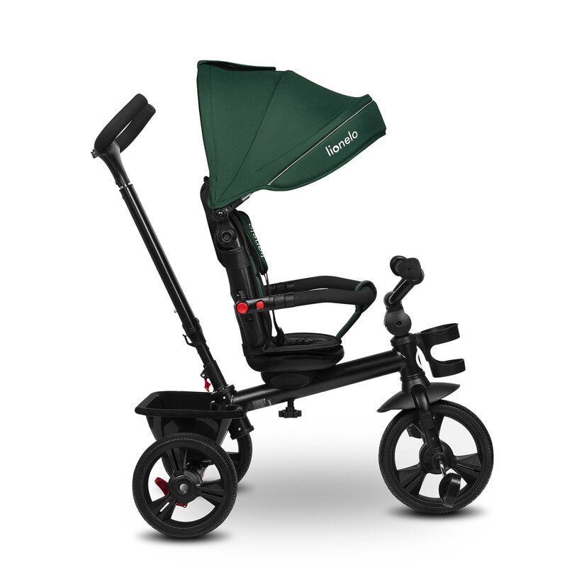 Tricicleta copii, Lionelo, Haari, Ultrapliabila, Multifunctionala, Suport picioare, Control al directiei, Scaun reversibil, Rotire 360 grade, Conform cu standardul european de securitate EN71, Verde