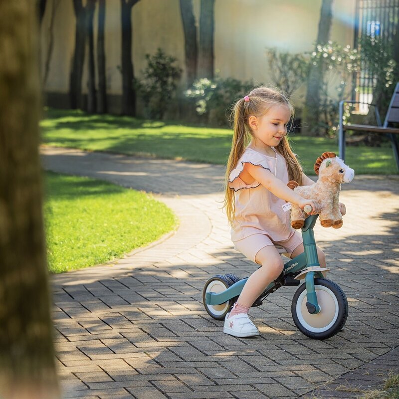 Tricicleta, Petite&Mars, Turbo, Editie limitata, 5 in 1, Multifunctionala, Vehicul de impins, Bicicleta cu/fara pedale, Cu maner de ghidaj, Detasabil, Roti din cauciuc, Pana la 25 kg, 1.5-5 ani, Rosy Wilderness