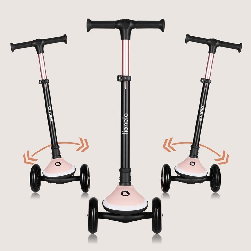 Trotineta pentru copii, Lionelo, Mey, Ultrapliabila, Cu lumini si cosulet, Maner ajustabil pe inaltime, 3 ani+, Pana la 50 Kg, Ultra usor, 2.8 kg, Conform cu standardul EN71-1/2/3, Certificata Intertek, Roz