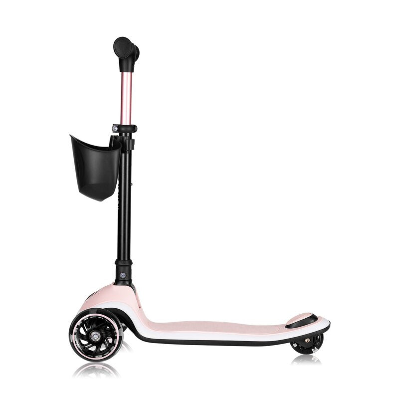 Trotineta pentru copii, Lionelo, Mey, Ultrapliabila, Cu lumini si cosulet, Maner ajustabil pe inaltime, 3 ani+, Pana la 50 Kg, Ultra usor, 2.8 kg, Conform cu standardul EN71-1/2/3, Certificata Intertek, Roz