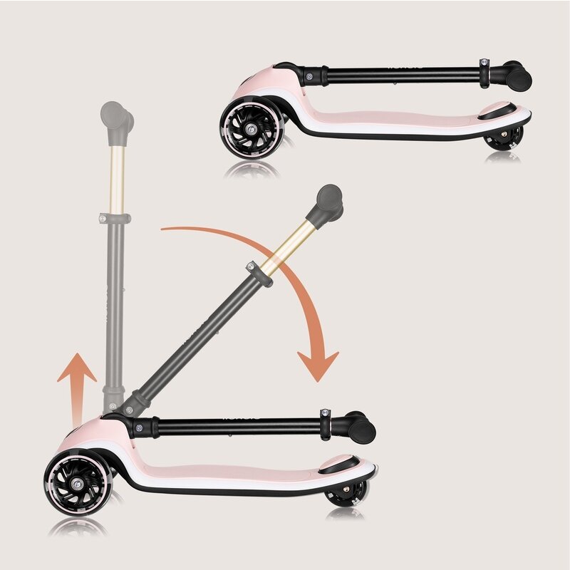 Trotineta pentru copii, Lionelo, Mey, Ultrapliabila, Cu lumini si cosulet, Maner ajustabil pe inaltime, 3 ani+, Pana la 50 Kg, Ultra usor, 2.8 kg, Conform cu standardul EN71-1/2/3, Certificata Intertek, Roz
