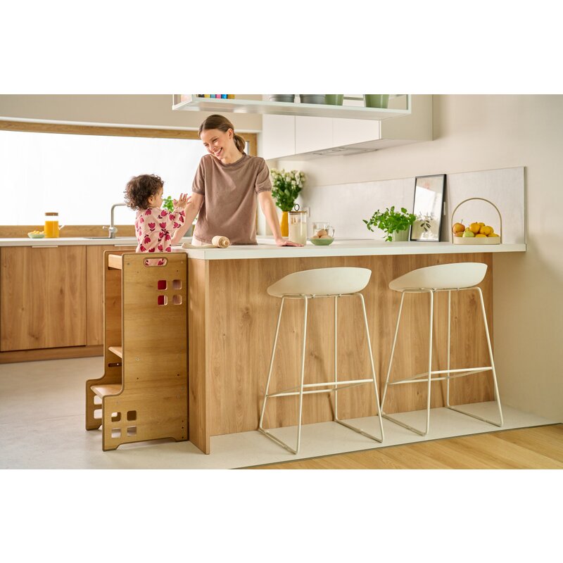 Turn de invatare Montessori, Lionelo, Cass, Functie de raft pentru carti, Pana la 30 kg, 12 luni - 6 ani, Din MDF si furnir, 3 trepte de inaltime, Negru