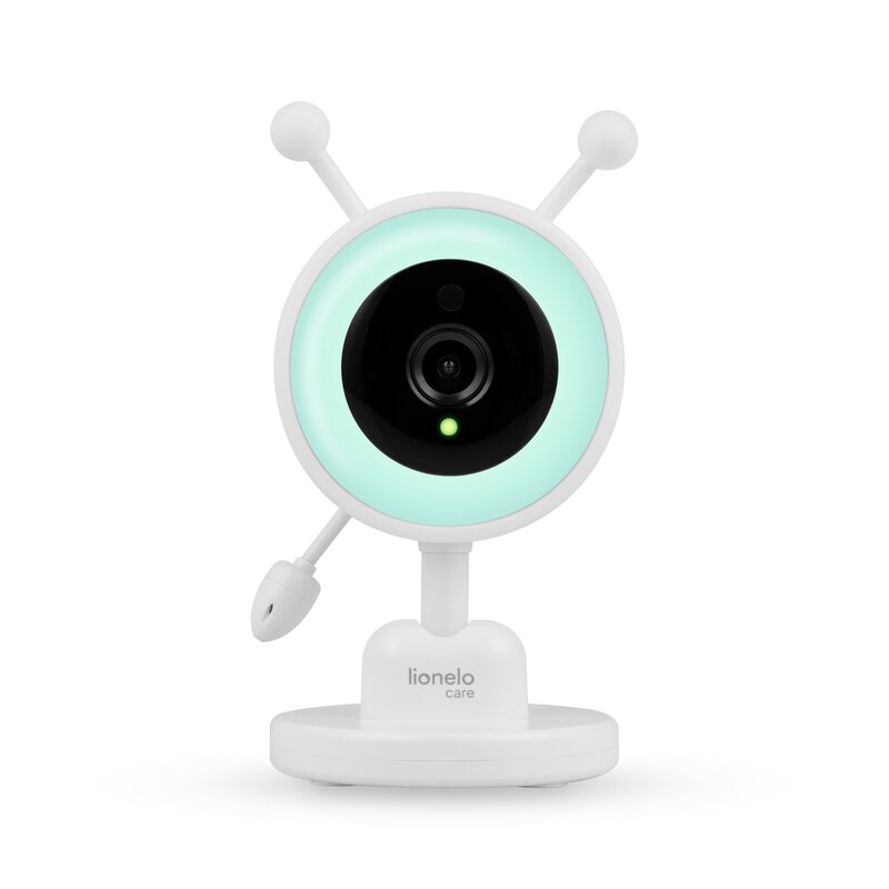 Video monitor, Lionelo, Babyline 3.4, Ecran LCD de 3.5 inch, Raza de actiune pana la 300 m, Conectare 4 camere, Autonomie 8 h, Lampa RGB incorporata, Cantece de leagan, Zoom 4X, Mod nocturn, Alb