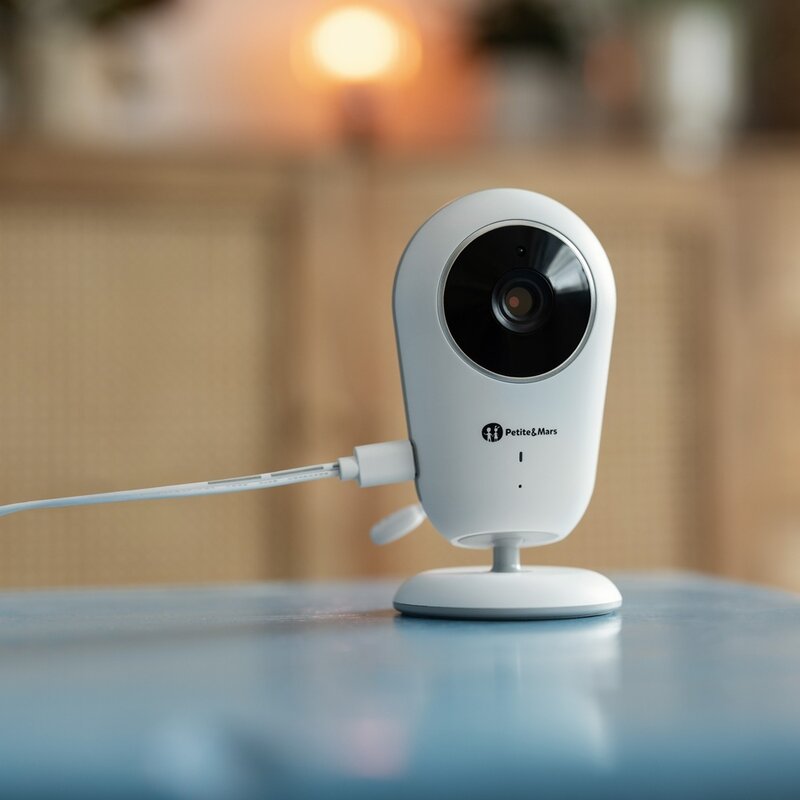 Video monitor, Petite&Mars, Nano 4.0, Ecran HD, Zoom digital 3×, Raza de actiune 300m, Suport pentru pana la 4 camere, Comunicare bidirectionala, 8 melodii, Alb